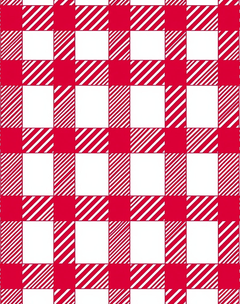 Red White Gingham Checkered Squares Rug