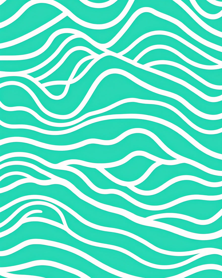 Turquoise White Flowing Wave Lines Rug