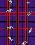 Vibrant Purple Red Plaid Oval Rug
