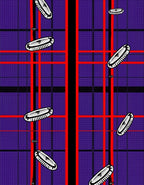 Vibrant Purple Red Plaid Oval Rug