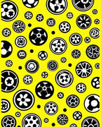 Black White Circles Abstract Modern Rug