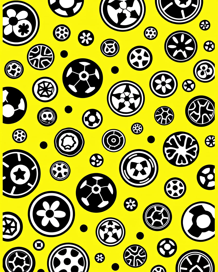 Black White Circles Abstract Modern Rug
