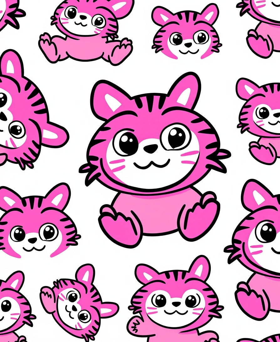 Cute Pink Tiger Cub Repeat Rug