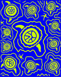 Electric Blue Yellow Turtle Swirl Rug