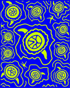 Electric Blue Yellow Turtle Swirl Rug