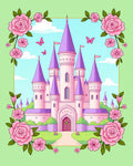 Pink Castle Butterfly Floral Border Rug