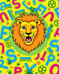 Bold Yellow Lion Alphabet Zoo Rug