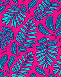 Vibrant Teal Leaf Tropical Pink Rug