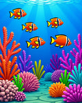 Vibrant Coral Reef Orange Fish Rug