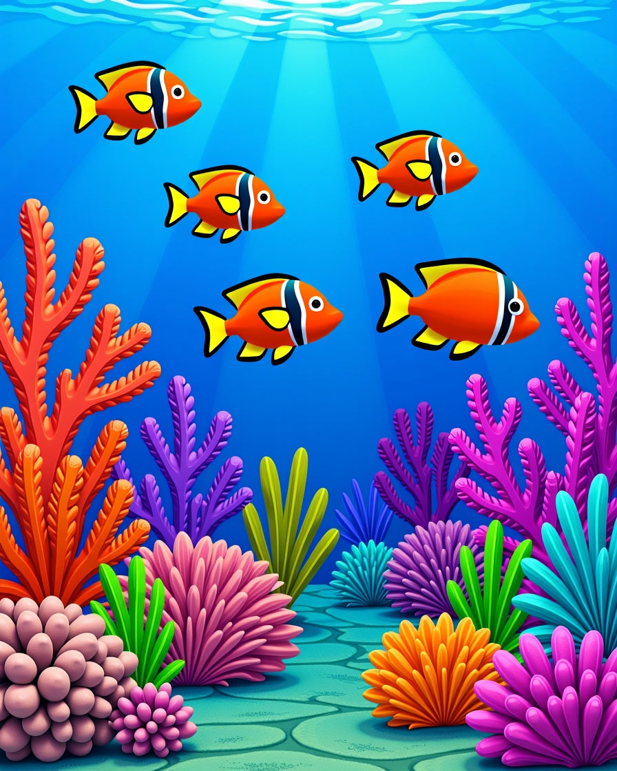 Vibrant Coral Reef Orange Fish Rug