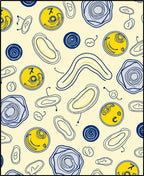 Yellow Blue Cell Organic Swirl Rug