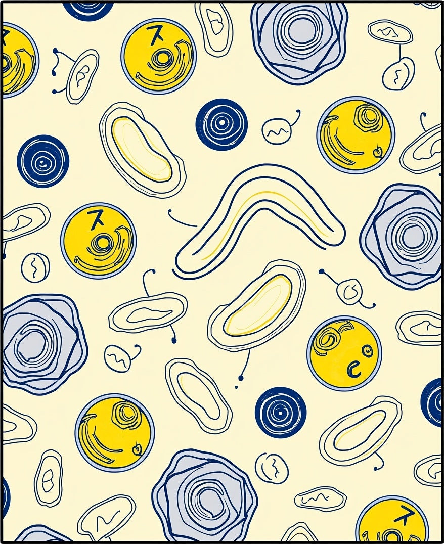 Yellow Blue Cell Organic Swirl Rug