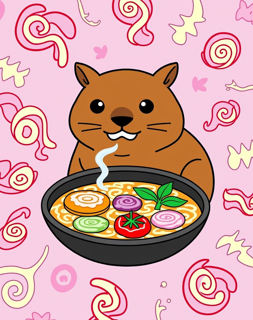 Cute Wombat Ramen Swirls Rug