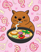 Cute Wombat Ramen Swirls Rug