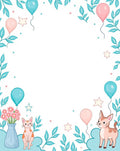 Playful Kittens Balloons Floral Branches Rug