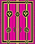 Hot Pink Geometric Shield Stripes Rug
