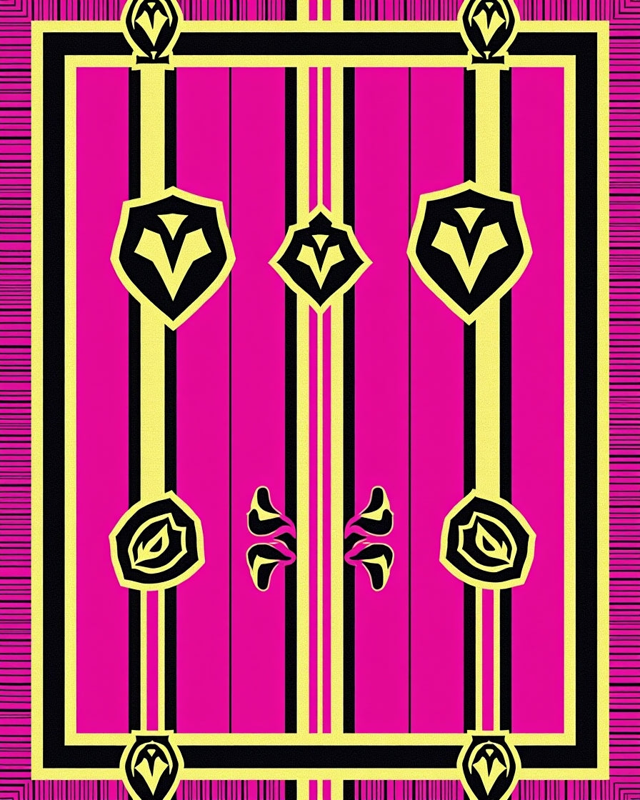 Hot Pink Geometric Shield Stripes Rug