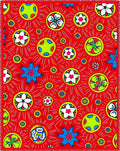 Bright Red Sunburst Floral Medallion Rug