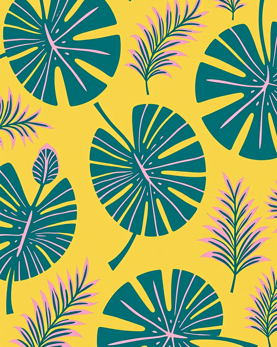 Vibrant Yellow Tropical Leaf Foliage Rug