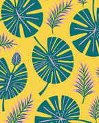 Vibrant Yellow Tropical Leaf Foliage Rug