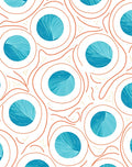 Coral Orange Swirl Blue Circles Rug