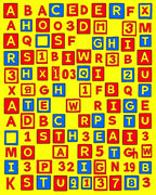 Alphabetical Cubes Colorful Pop Art Rug