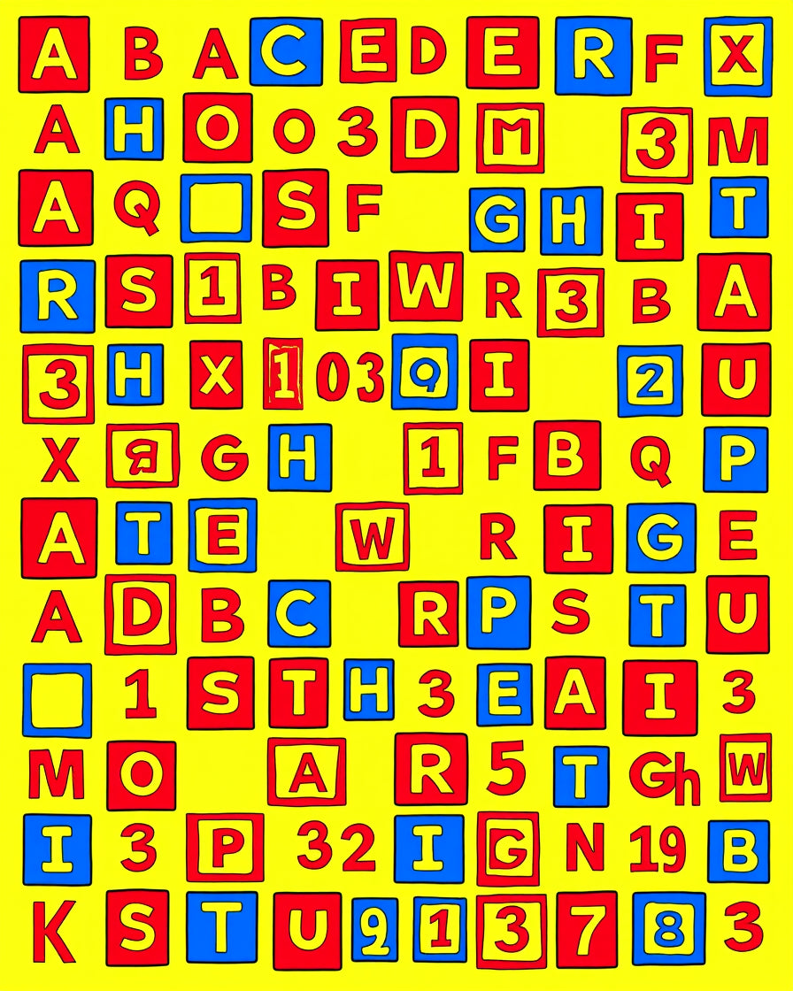 Alphabetical Cubes Colorful Pop Art Rug