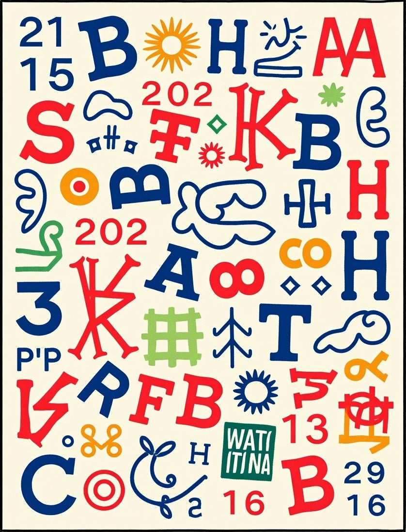Colorful Alphabetical Collage Rug
