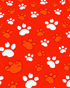 Orange White Paw Prints All Over Rug