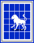 Bold White Lion Grid Blue Rug