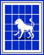 Bold White Lion Grid Blue Rug