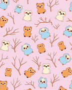 Cute Owl Forest Pink Background Rug