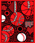 Bold Red Sports Collage Rug
