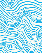 Oceanic Blue Abstract Wavy Lines Rug