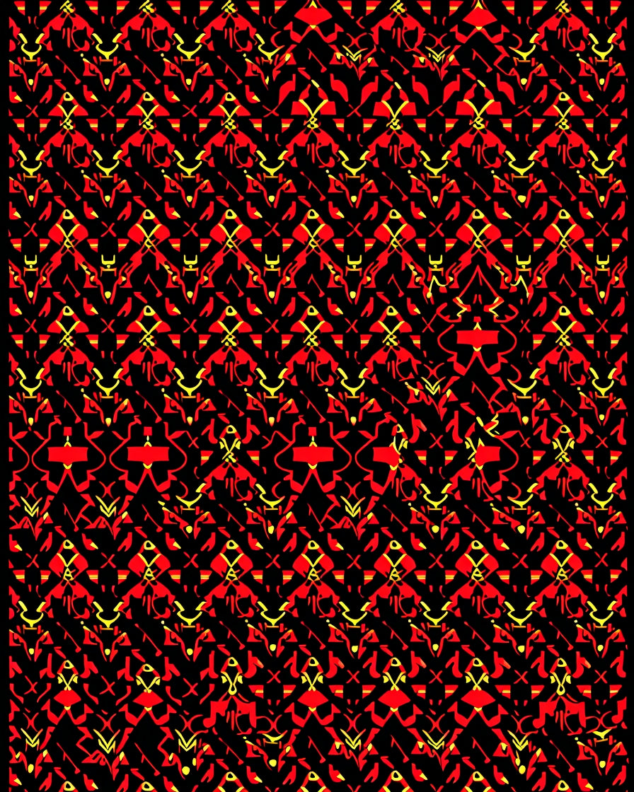 Crimson and Gold Abstract Geometric Weave Rug