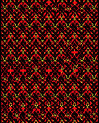 Crimson and Gold Abstract Geometric Weave Rug