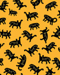 Whimsical Black Creatures Orange Background Rug