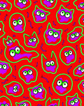 Radiant Red Quirky Cat Faces Rug
