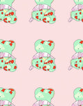 Whimsical Mint Red Bear Clouds Rug