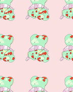 Whimsical Mint Red Bear Clouds Rug