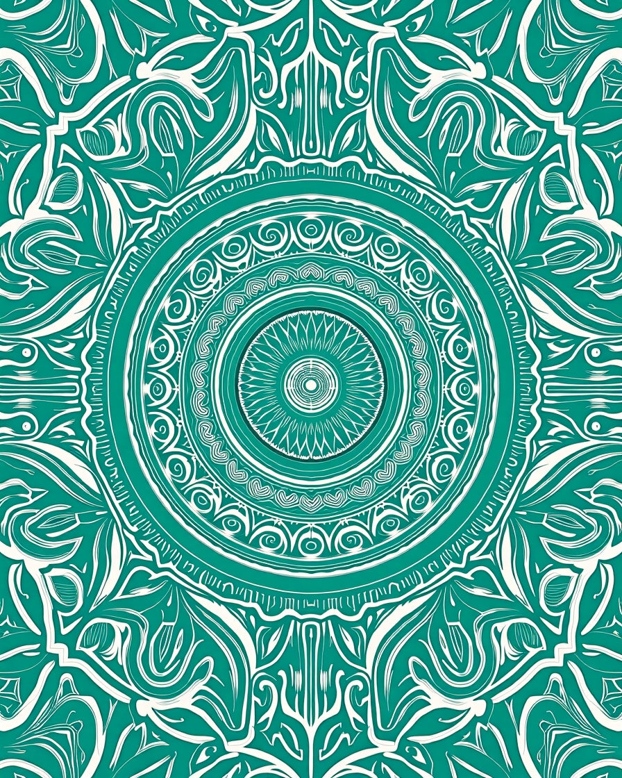 Emerald Green Radial Mandala Rug