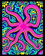 Vibrant Pink Octopus Swirls Rug