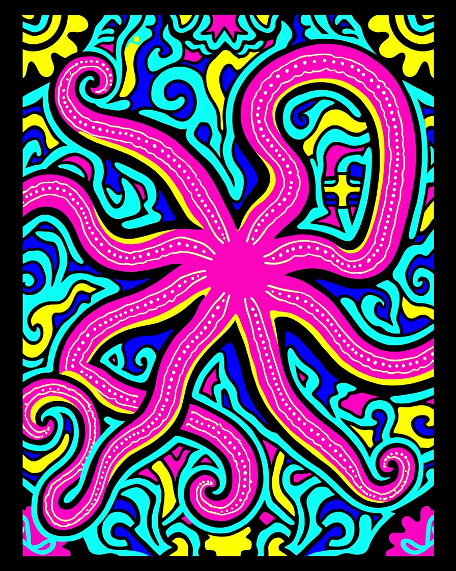 Vibrant Pink Octopus Swirls Rug