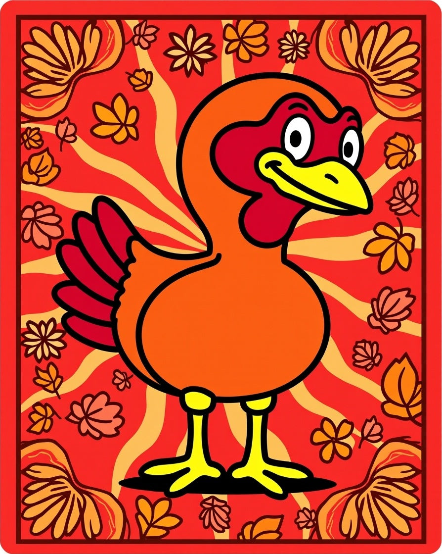 Autumn Turkey Floral Ray Rug