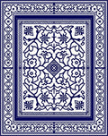 Elaborate Indigo Floral Lattice Rug