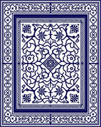 Elaborate Indigo Floral Lattice Rug