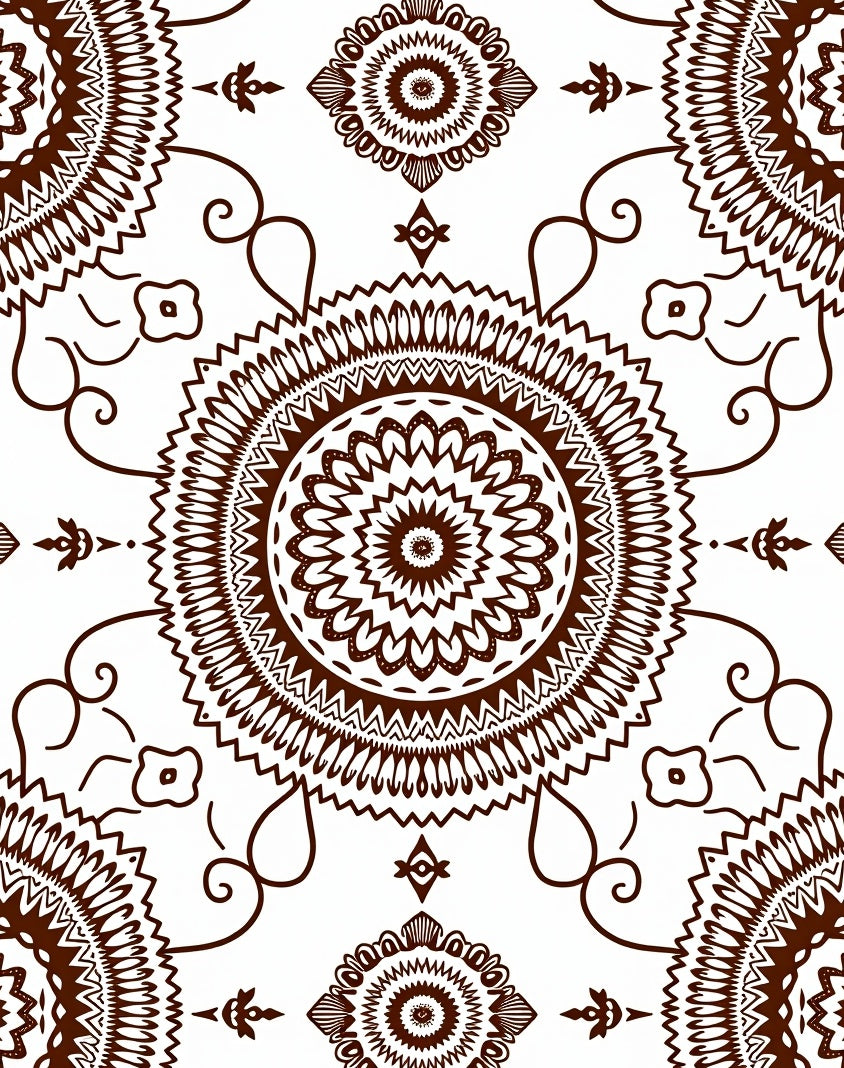 Brown Mandala Floral Swirl Harmony Rug