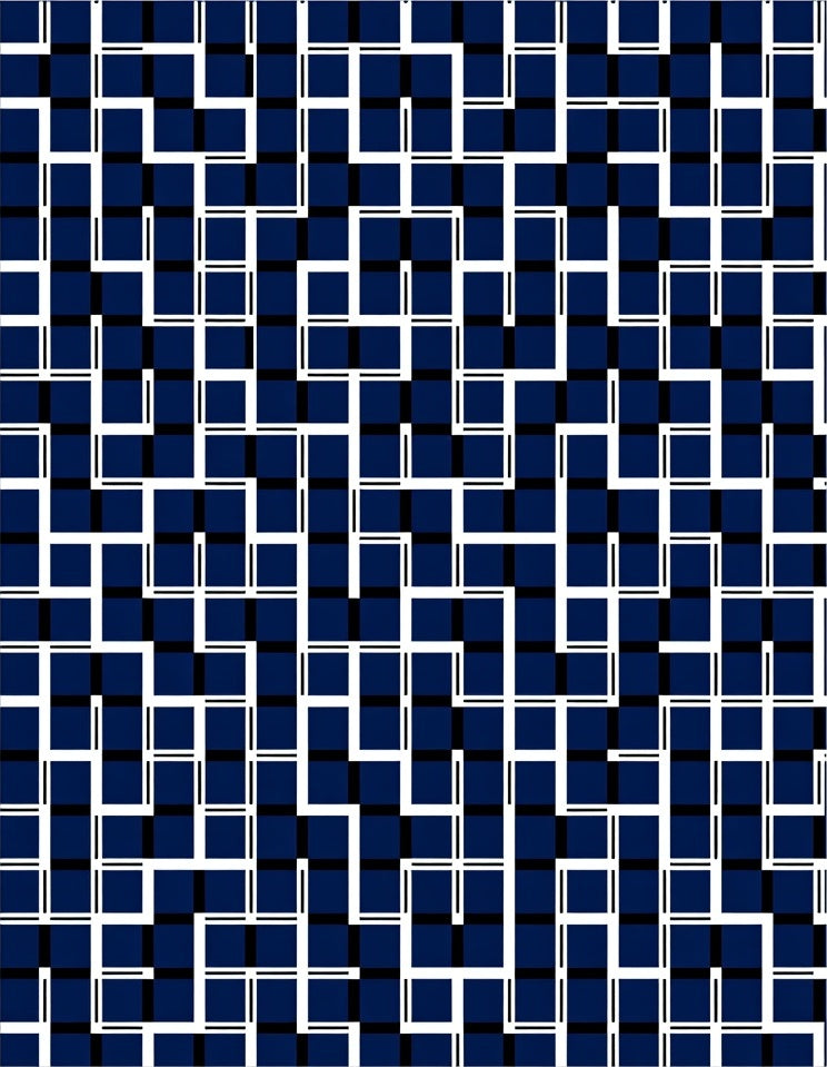Modern Navy White Geometric Grid Rug