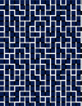 Modern Navy White Geometric Grid Rug