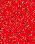 Vibrant Red Abstract Scribble Swirl Rug